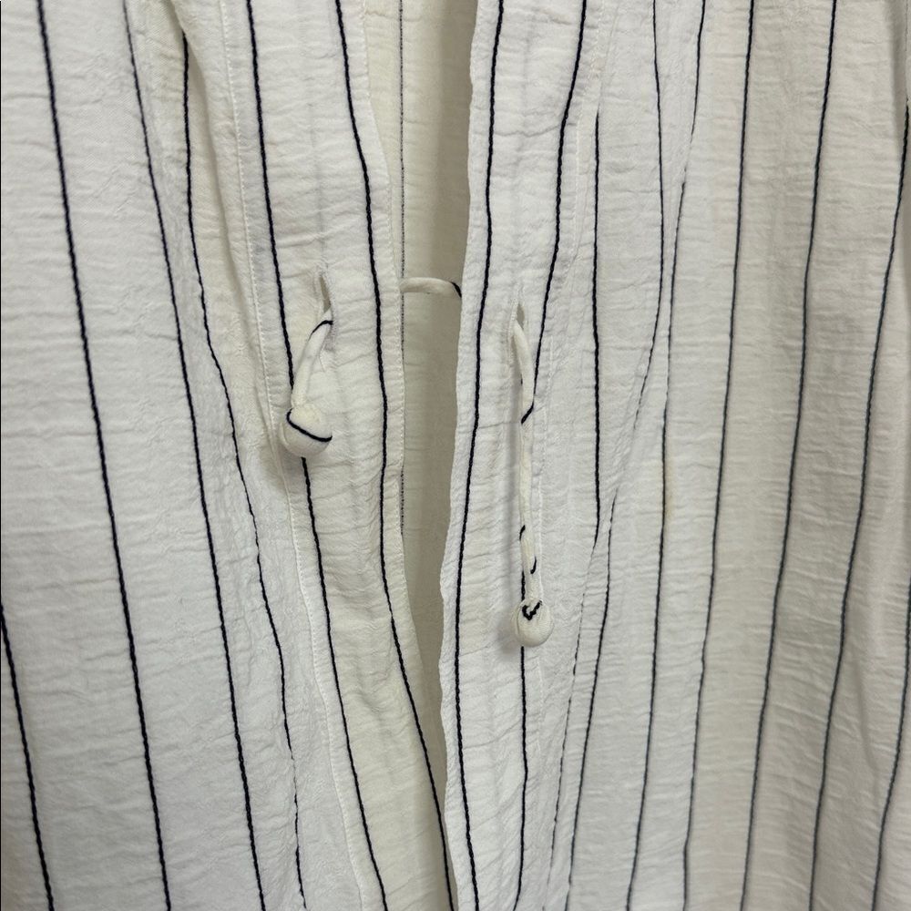Vintage Y2K Emporio Armani White and Blue Striped boho ethnic Shirt XL - Picture 5 of 8